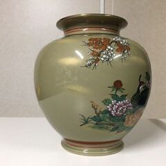 九谷焼　圓山作　花瓶・壺　孔雀　鳳　花鳥図　金彩　金縁　花器 陶芸 工芸品の画像