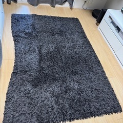 IKEAイケア　ブラック　シャギー毛長ラグ　カーペット　絨毯