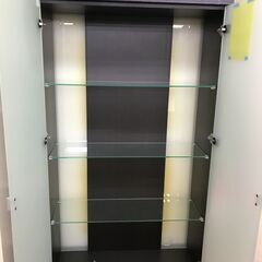 【ジャングルジャングル深井店】★飾り棚 ブラウン 茶 ダークブラウン ガラス棚 収納 家具 クリーニング済 堺市 深井 の画像