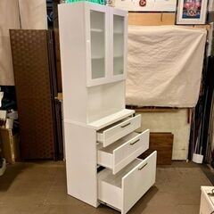 《売約済》【池上店】ニトリ　NITORI 食器棚　カップボード　レンジボード　レンジ台　ソレル　SORREL ホワイト　白　家具　キッチン収納　棚　キッチン　ラック　キッチンラック　キッチンシェルフ　の画像