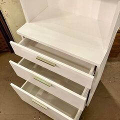 《売約済》【池上店】ニトリ　NITORI 食器棚　カップボード　レンジボード　レンジ台　ソレル　SORREL ホワイト　白　家具　キッチン収納　棚　キッチン　ラック　キッチンラック　キッチンシェルフ　の画像