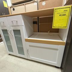 【ジモティ来店特価！！】キッチンカウンター　ナチュラル×ホワイト　J-250129の画像