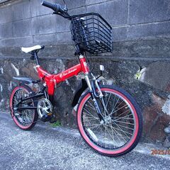 ★実走行5km以下　美品　 20インチ折りたたみ自転車　トニーノ　ランボルギーニ「TL-207」 6段変速　おまけ付きの画像