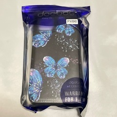 iPhone14ProMax 手帳型 ケース 蝶 ブラックの画像