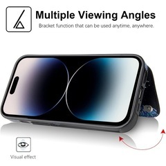 iPhone14ProMax 手帳型 ケース 蝶 ブラックの画像