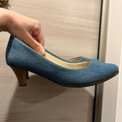 【取引先決定】デニム素材 パンプス 23.5cm