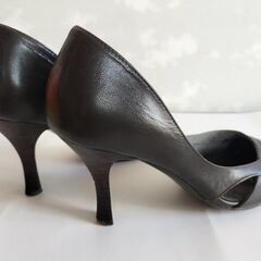 【INDIVI】ヒール高7cmこげ茶レザー24.0cmハイヒール...
