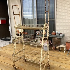 昭和レトロ　ワイヤーラック3段仕様　シャビー　ジャンクガーデン⑦