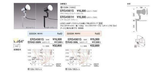遠藤照明 LEDスポットライト スパイクタイプ 色ダークグレー ERS4981H