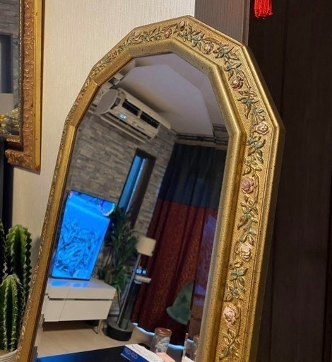 G.G.Sアンティークミラー ゴールド スタンドミラー45cmX153cm ゴールド スタンドミラー 姿見 アンティークミラー、45cmX153cm Used