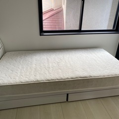 シングルベッド　フレーム(収納付き)＋マットレスの画像