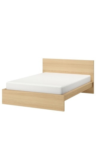 ダブルベッド＋ポケットスプリングマットレス　140×200 IKEA MALM 下収納引き出し付き（4個）