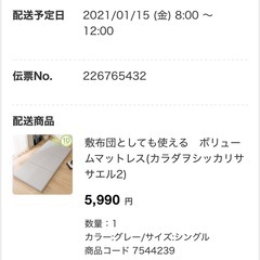ニトリ　三つ折りマット、布団
の画像