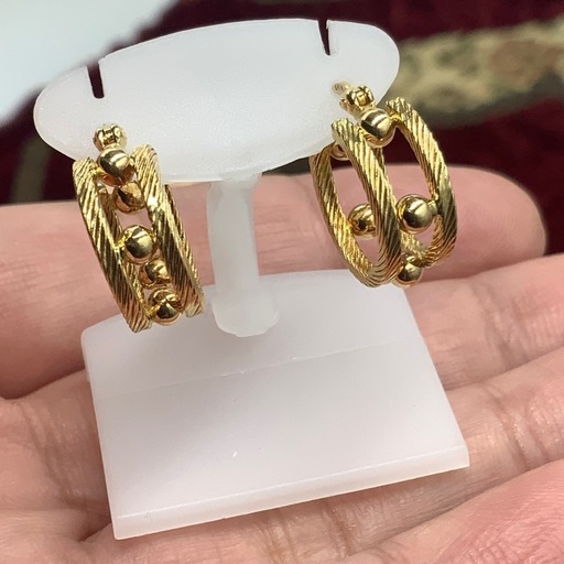 K18 フープ　デザインピアス　2.9g 両耳