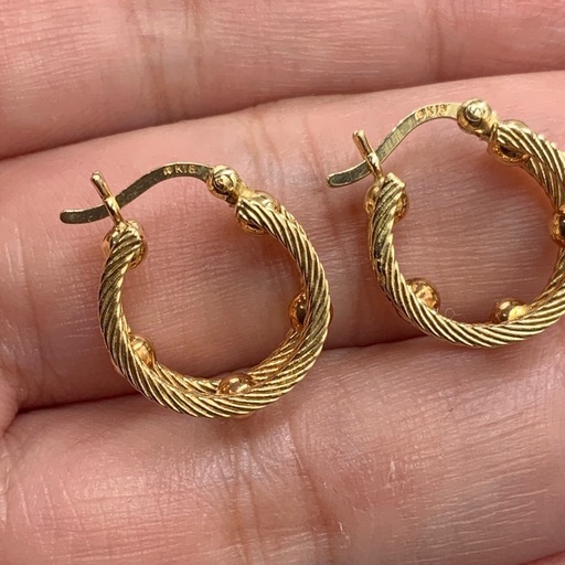 K18 フープ　デザインピアス　2.9g 両耳