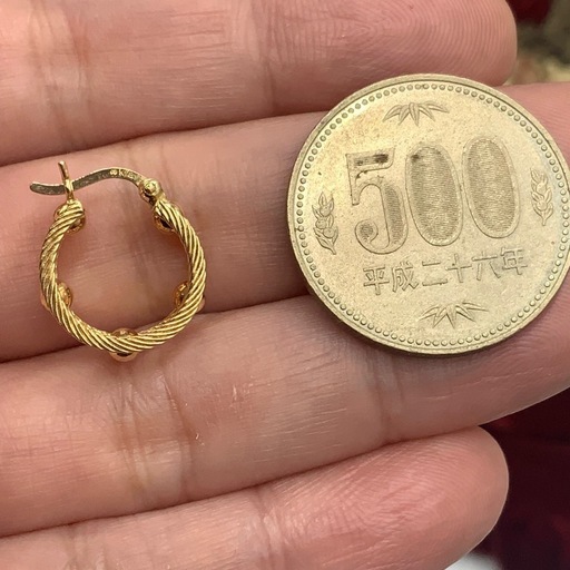 K18 フープ　デザインピアス　2.9g 両耳