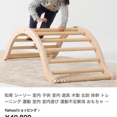 f●■知育シーソー 遊具 木製 体幹トレーニング　子供用クライミングウォール・定価65354円の画像