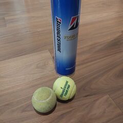 テニスボールと缶