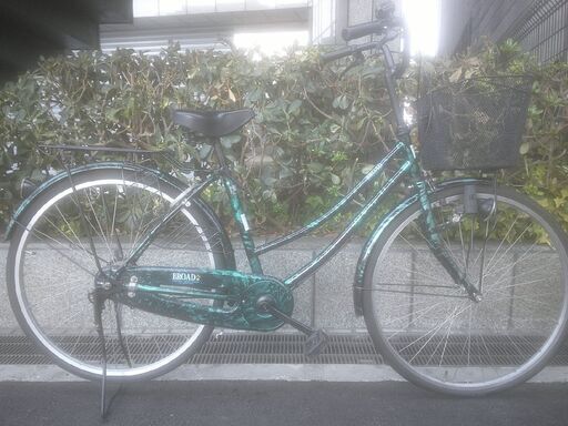 整備済み中古自転車　26インチ　税別￥7.980-　軽快車　黒緑マーブル112