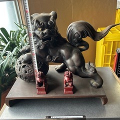 玉乗り獅子　銅製　獅子　置物の画像