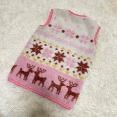 女の子 トナカイ柄 フリースベスト スリーパーの画像
