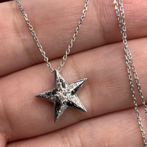 スター　ダイヤ　ネックレス　pt850 pt900 ブラックダイヤ　4.9g