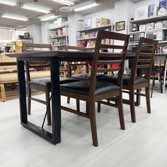 【新品同様‼️】定価数十万♪ シギヤマ家具  150cm幅4人掛けダイニングテーブルセット ウォールナット材ブラウン♪の画像