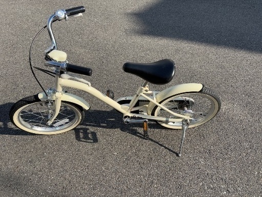 美品 子供用自転車16インチ 室内保管 スタンド泥除有 オフホワイト あさひ 状態良