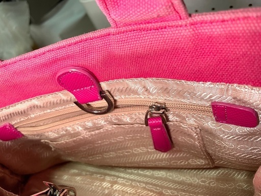 プラダ カナパ トートバッグ ピンク ビジュー バッグ  ハンドバッグ PRADA スタッズ キャンバス ショルダーバッグ 激安