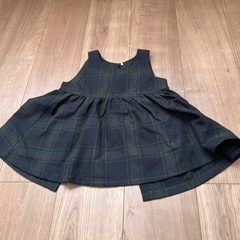 【未使用】【最終値下げ】90cm フォーマル 緑チェックスカート...