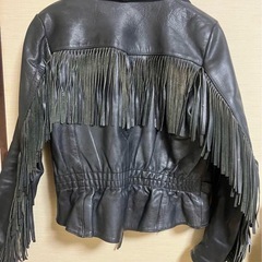 HARLEY DAVIDSON フリンジ ダブルライダースジャケット ブラック サイズ38の画像