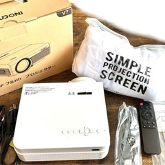 FUDONI 1080P フルHD プロジェクター 100インチスクリーン付きの画像