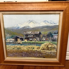 50.「山麓の農家（乗鞍）」髙橋一善 油絵