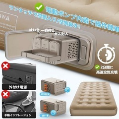 お取り引き中　エアーベッド ダブルタイプ　電動ポンプ内蔵 折り畳み式 200×150×25cmの画像