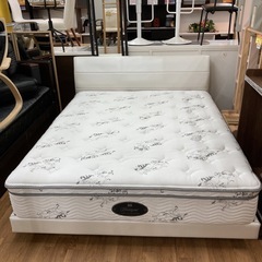 S176 ⭐ ジモティー限定価格！ドリームベッド  シモンズ クイーンベッド プレミアムクラスマットレス  幅165cm USED 綺麗の画像