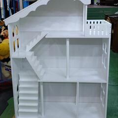 木製ドールハウス　白　階段付き　82×30×115