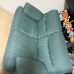ニトリ　3人掛けソファ青緑色【受取に来てくれる方限定です】