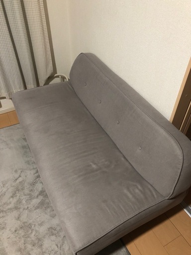 【まりんさん専用】ベルメゾン　2人掛けソファ　北欧　グレー×木 まりんさん専用】ベルメゾン 2人掛けソファ 北欧 グレー×木 まりんさん