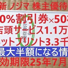 ノジマ 株主優待券 10％割引券50枚+最大50%割引になる情報...