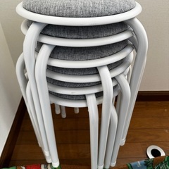 ほぼ新品 6客　ラウンドチェア パイプ丸椅子 スツール パイプチ...
