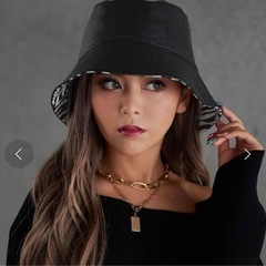 美品【ANAP】ゼブラ柄 バケットハット 黒の画像