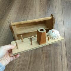 パッと持ち運べる花柄ソーイングトレー♡木製　持ち手の画像