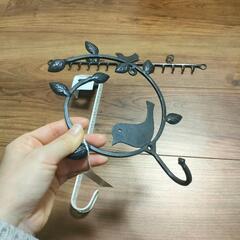 ほぼ新品ウォールフック3点セット♡アイアンバー　リースハンガーの画像