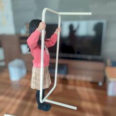 ロングコートもかけられる☆アイアンバー洋服ラック　組み立て式の画像