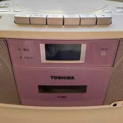 昔ながらのCD＋カセットデッキ＋ラジカセ（ピンク）