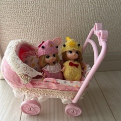 リカちゃん　3つ子とベビーカー
