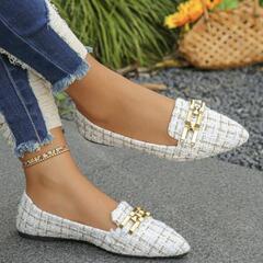 ✾新品✾ホワイト ポインテッドトゥフラットシューズ