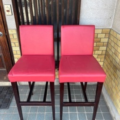 【2脚セット】おしゃれ椅子 赤 ハイチェアの画像