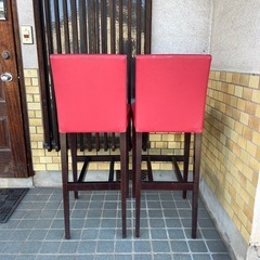 【2脚セット】おしゃれ椅子 赤 ハイチェアの画像