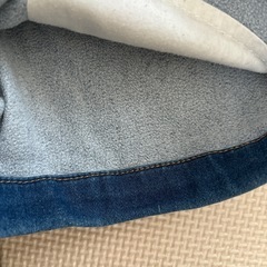 130cm冬素材デニムショーパンツ サスペンダー付き の画像